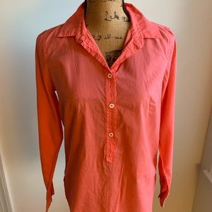 Jcrew coral popover voile blouse size 4